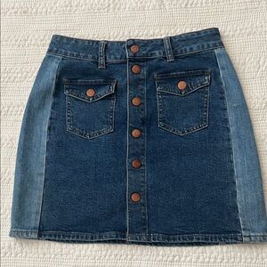 Madewell Blue Denim Button Skirt